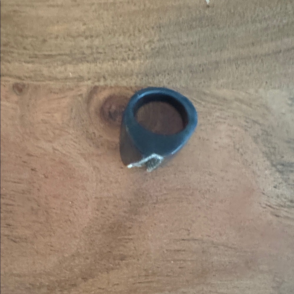 Chunky Black Statement Ring With Stone Accent - image 2